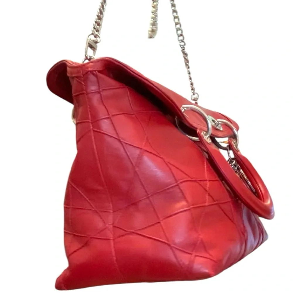 Christian Dior Medium Granville Cannage Bag Red Quilted Lambskin Leather - Picture 7 of 14